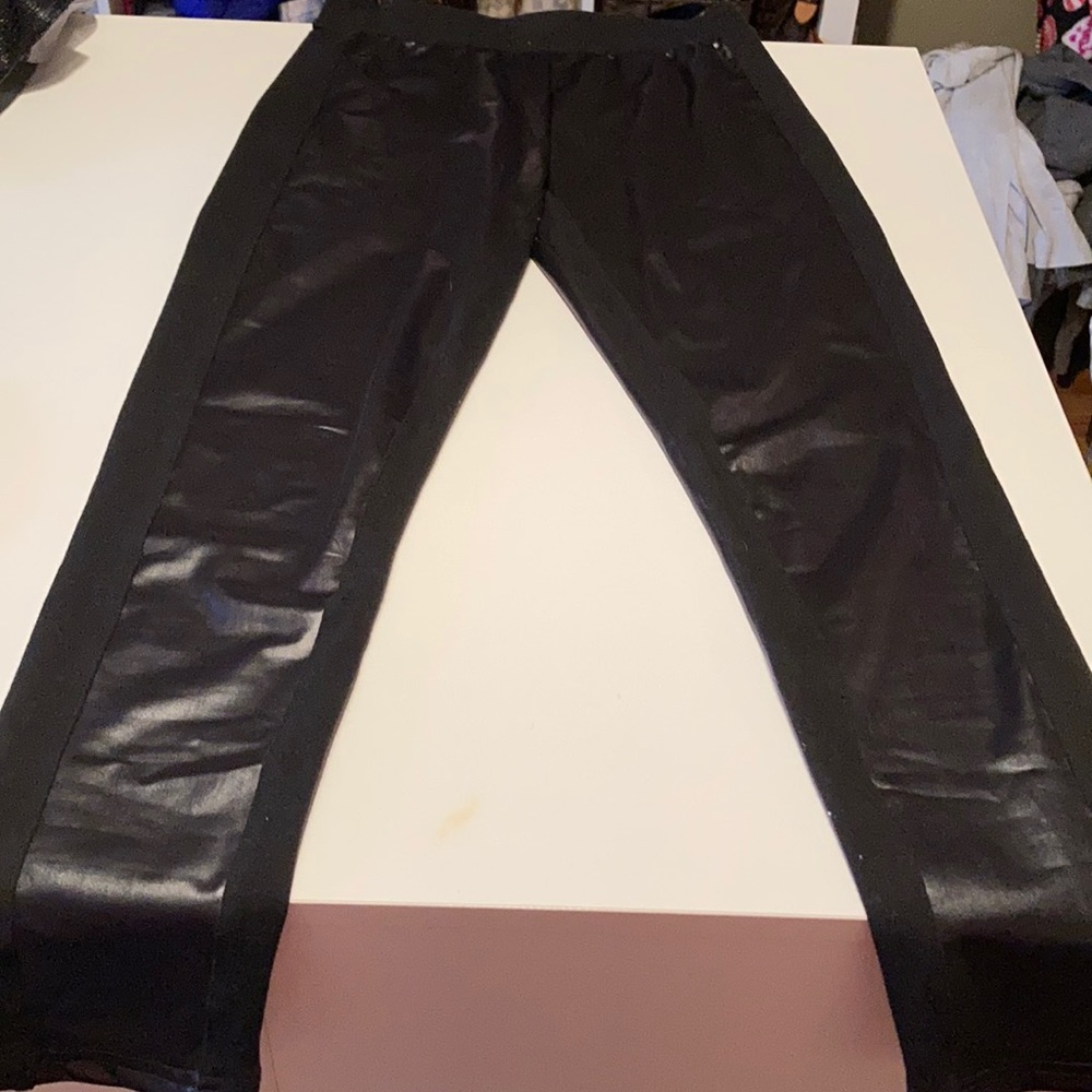 Pleather front leggings- size L/XL